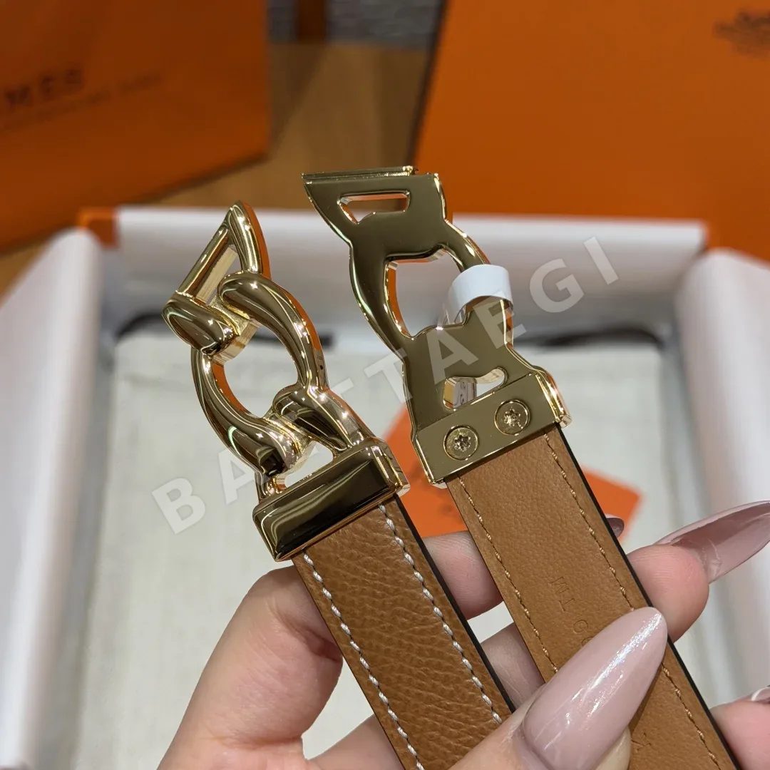 에르메스 H브랜드 체인 덩클 엡솜 가죽 벨트 상세 이미지 4