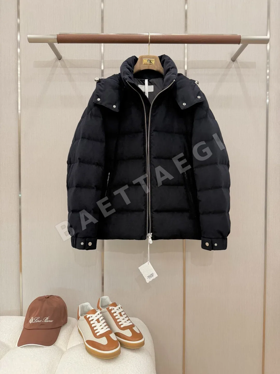 브루넬로쿠치넬리 울 플란넬 후드 남성 패딩 상세 이미지 3