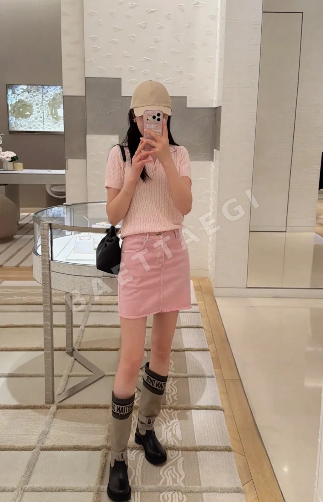 디올 핑크 데님 미니스커트 상세 이미지 7