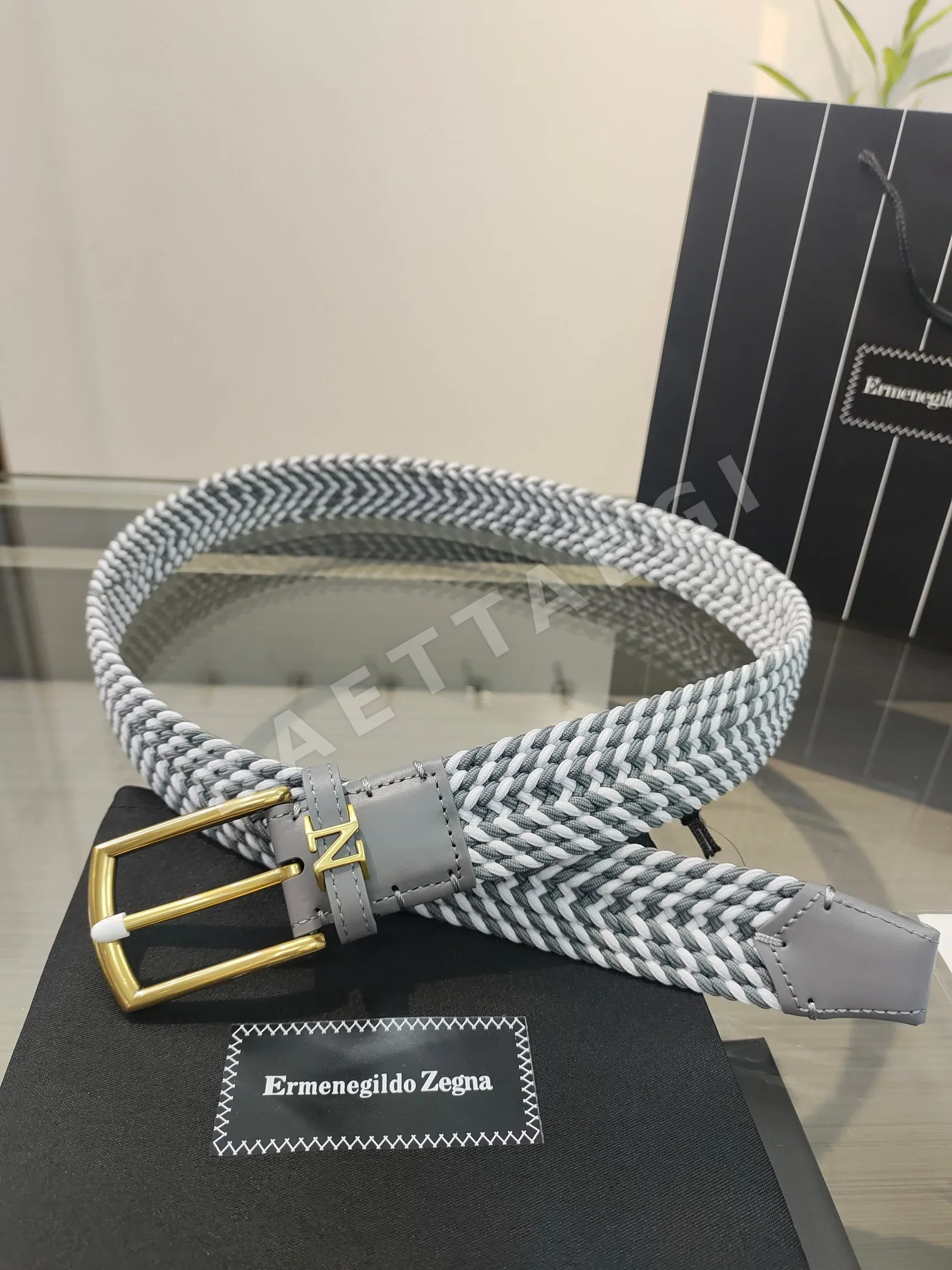 제냐 레이온 엮은 가죽 벨트 상세 이미지 2