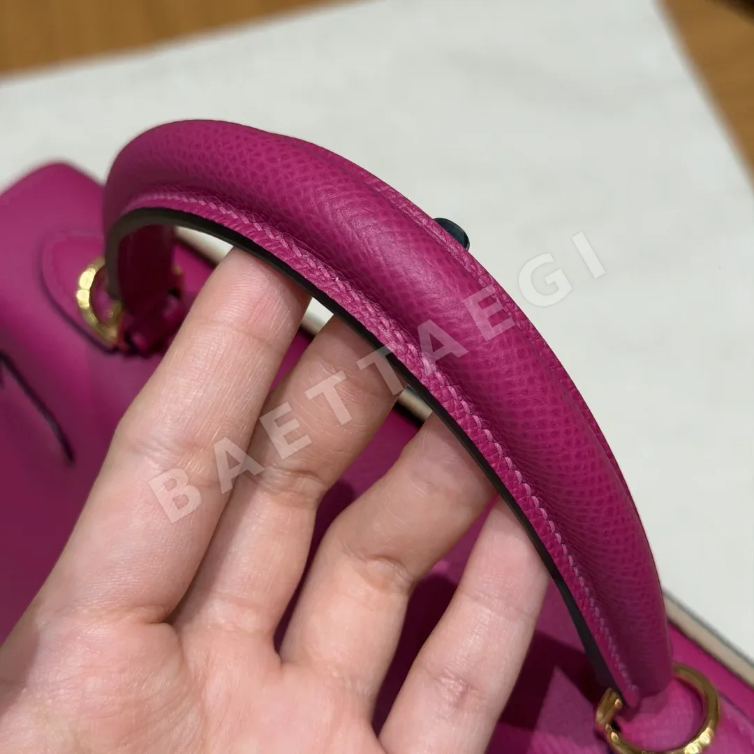에르메스 켈리 로즈 퍼플 엡솜 가죽 지갑 상세 이미지 8