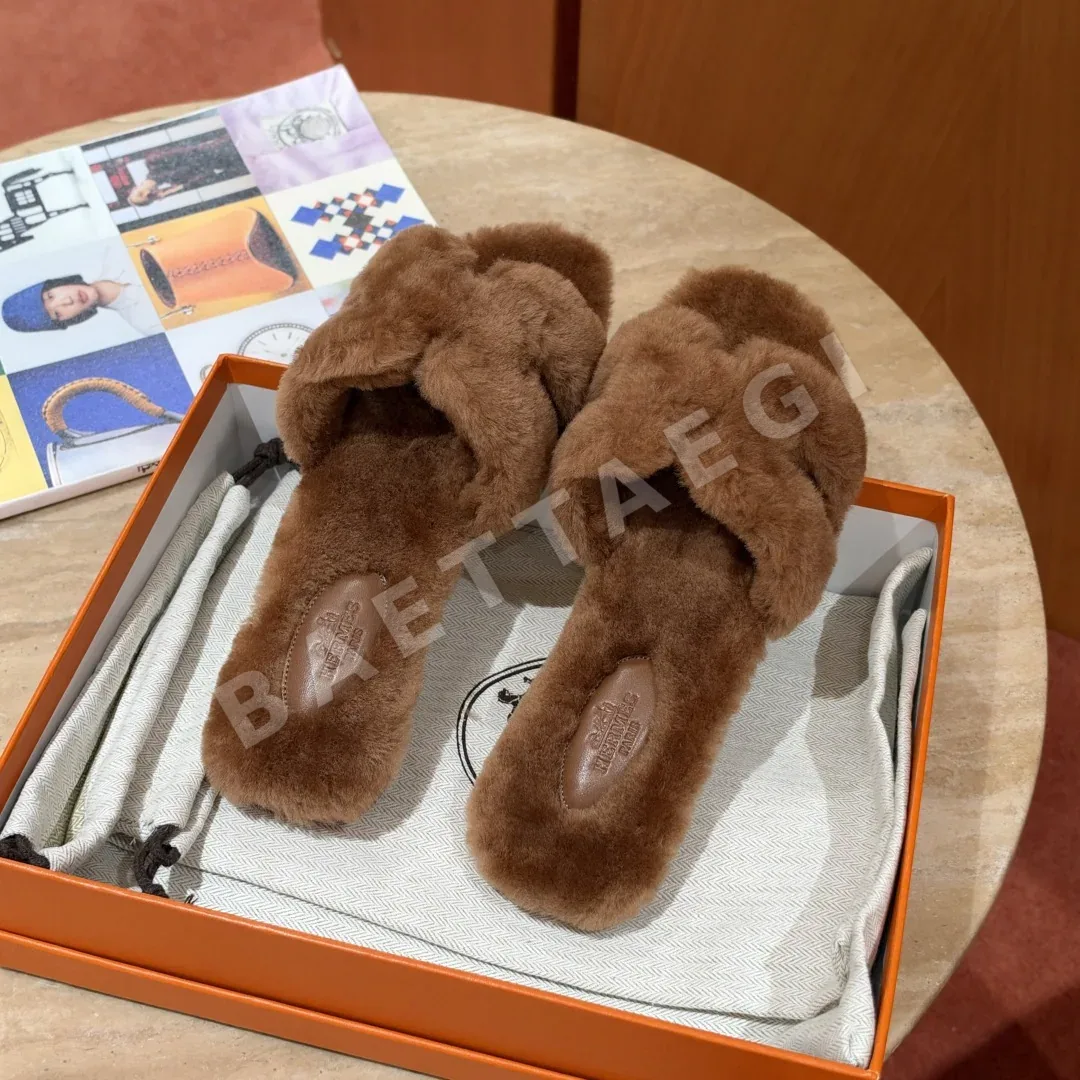 에르메스 오란 샌들 Gold Shearling H 컷아웃 상세 이미지 9