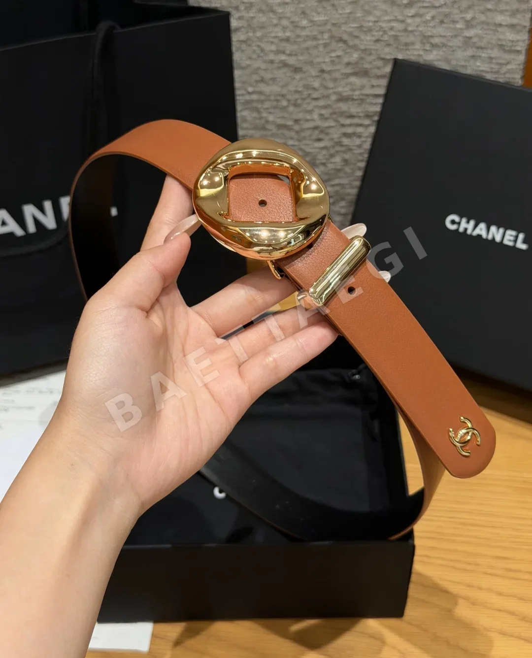 샤넬 가죽 더블 C 로고 벨트 상세 이미지 3