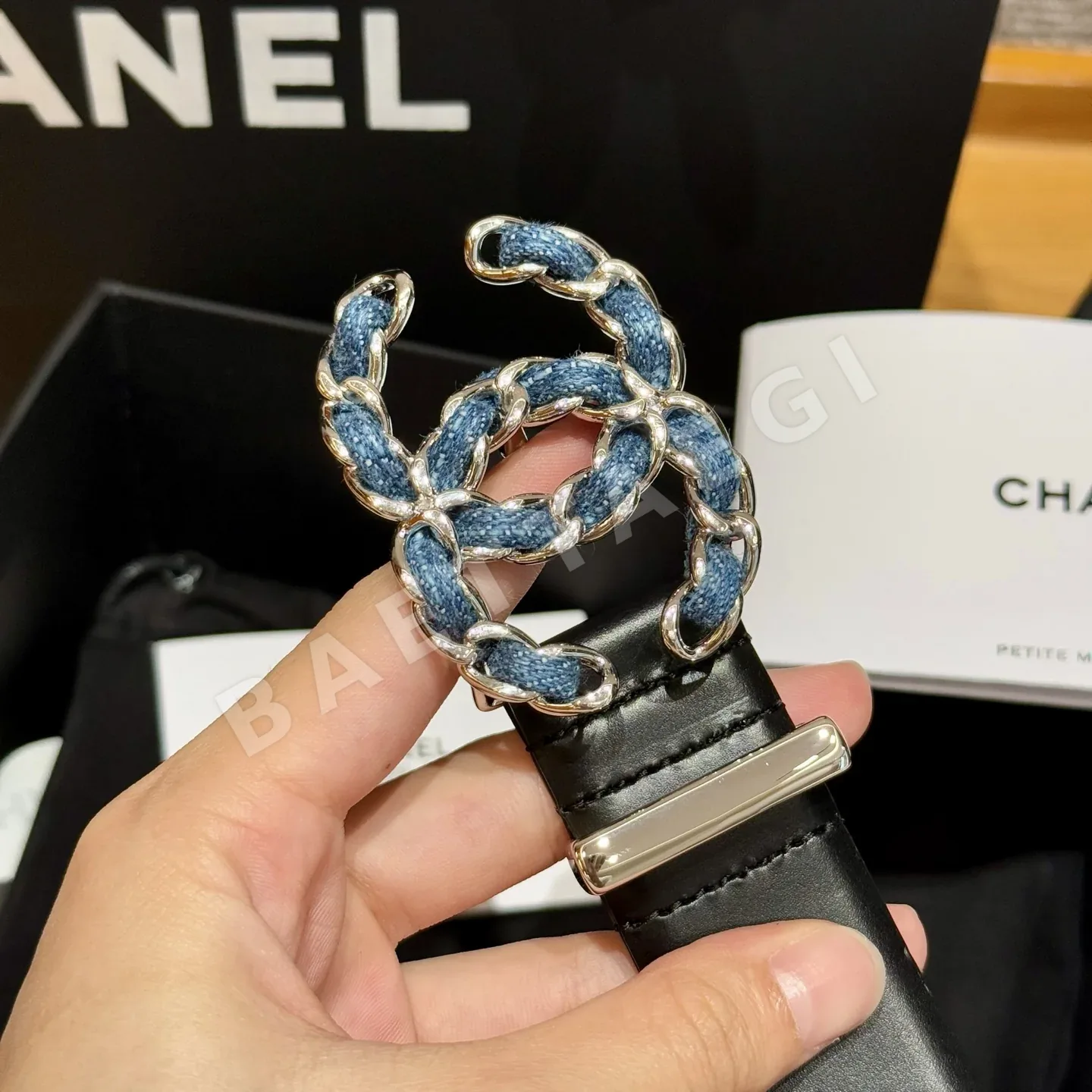 샤넬 더블 C 버클 카프스킨 가죽 벨트 상세 이미지 7