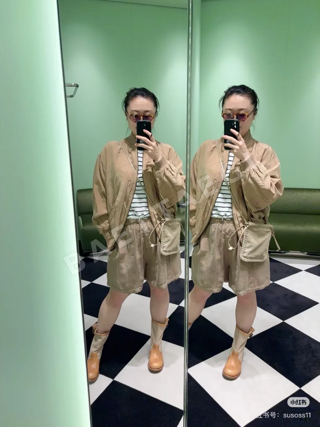 프라다 어스 컬러 주름 큐프라 루즈 재킷 세트 상세 이미지 7