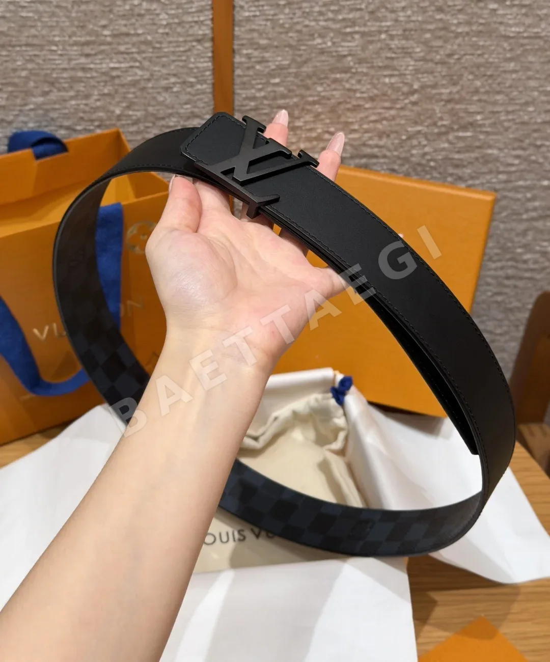 루이비통 다미에 그라피트 캔버스 리버시블 벨트 상세 이미지 4