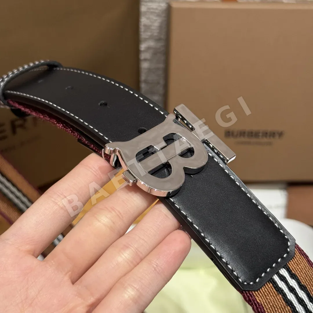 버버리 메시 가죽 벨트 35MM 상세 이미지 5