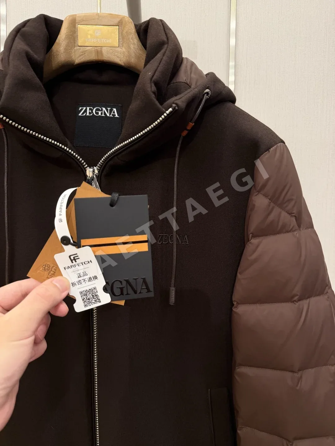 제냐 후드 패치워크 남성 패딩 상세 이미지 7