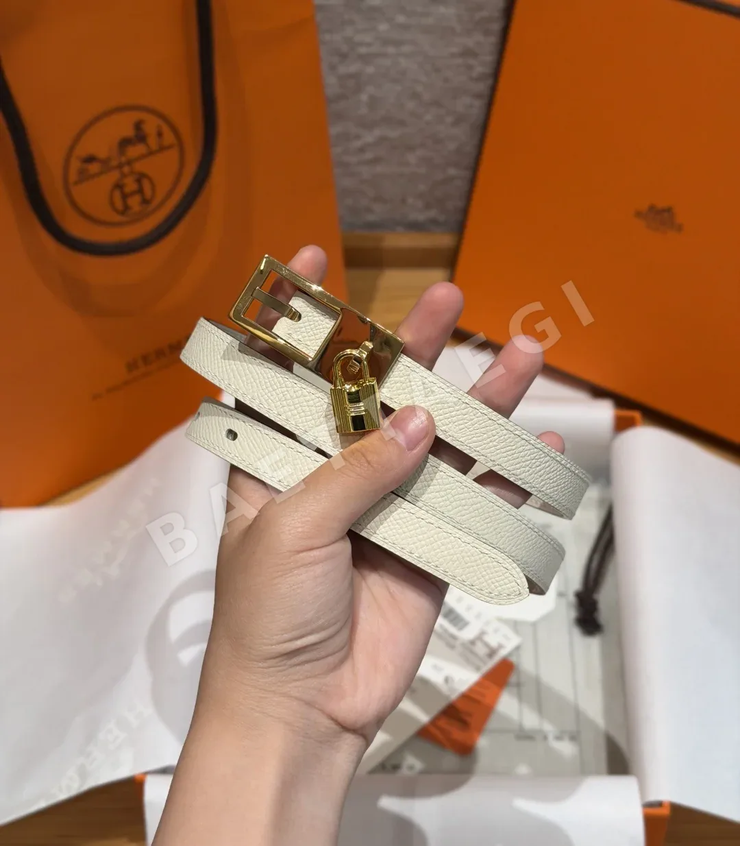 에르메스 H 버클 15mm 양면 가죽 벨트 176443