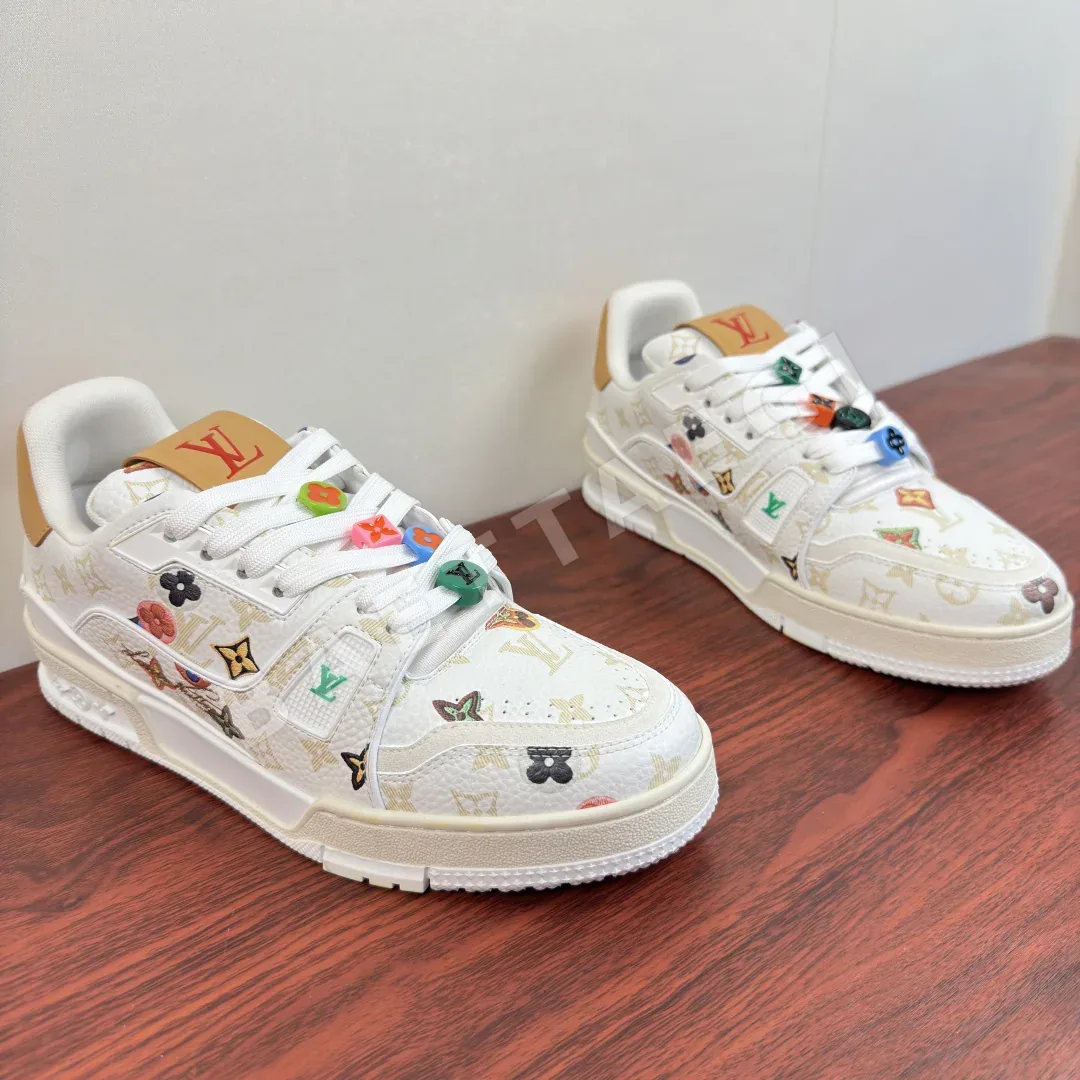 루이비통 LV 트레이너 스니커즈 남성 화이트 가죽 상세 이미지 2