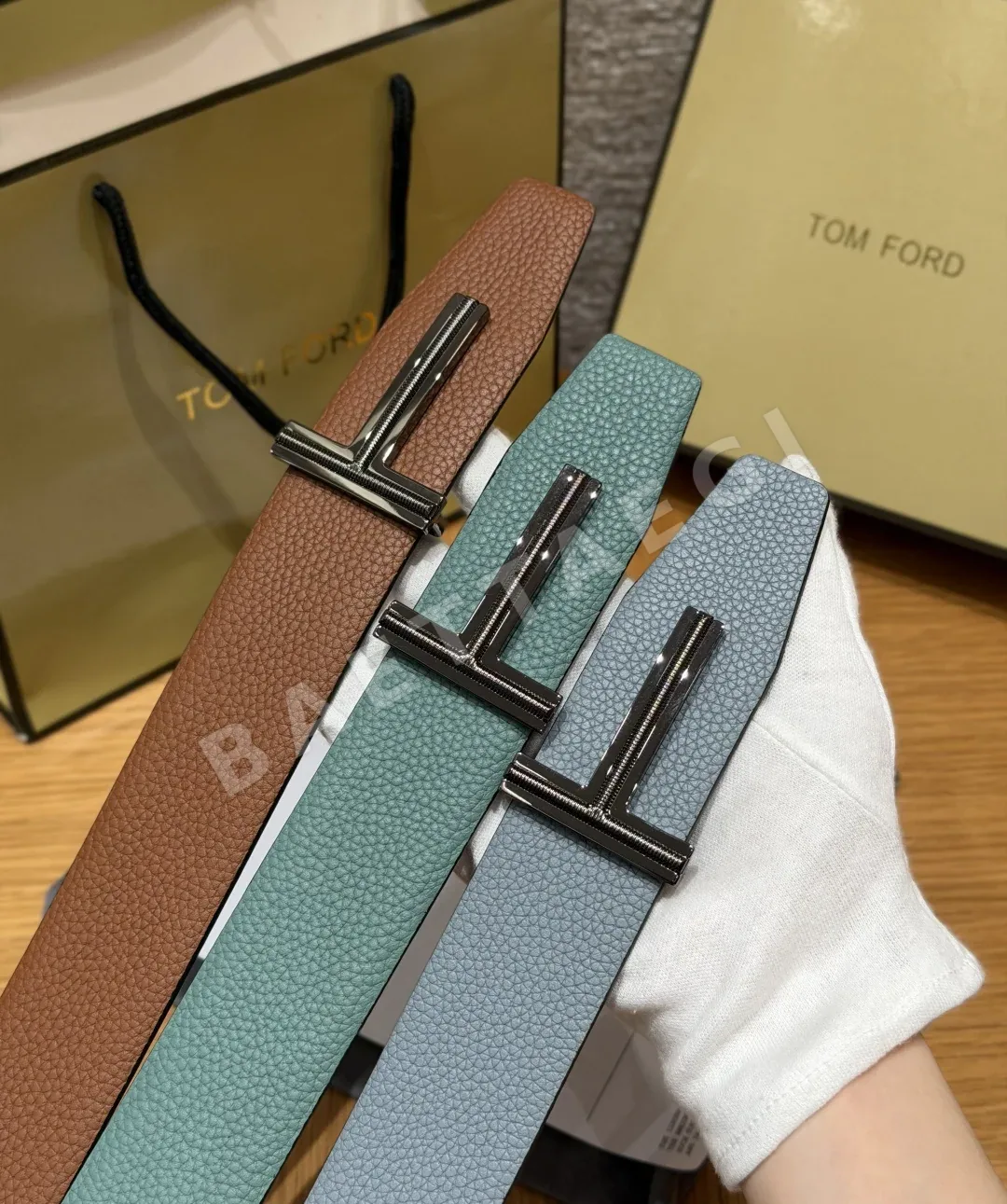 톰포드 그레인 송아지가죽 T 버클 벨트 38mm 상세 이미지 2