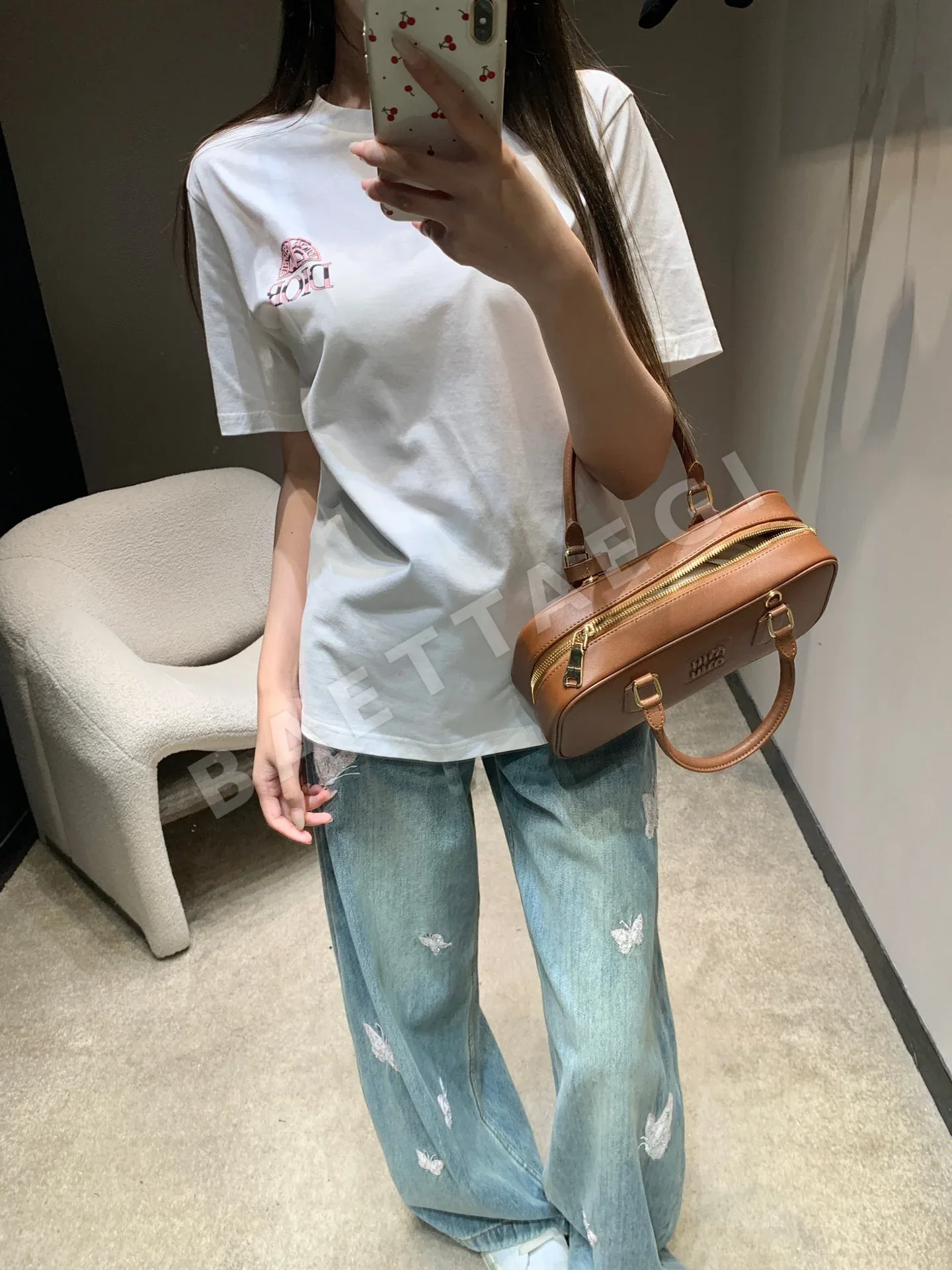 디올 레터 프린트 반팔 티셔츠 상세 이미지 2