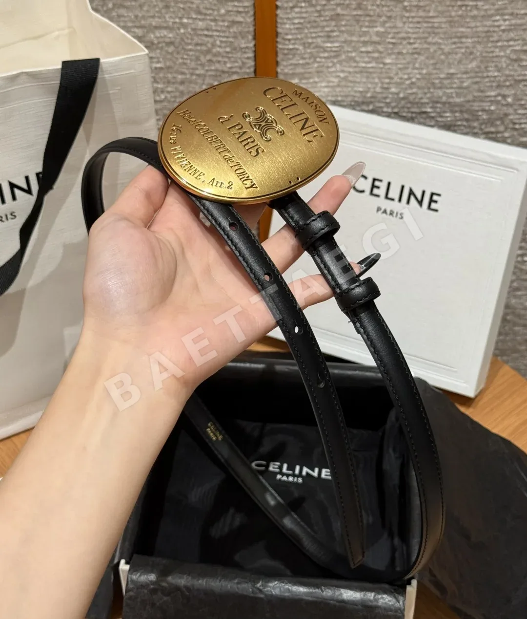 셀린느 라펠 버클 가죽 벨트 상세 이미지 9