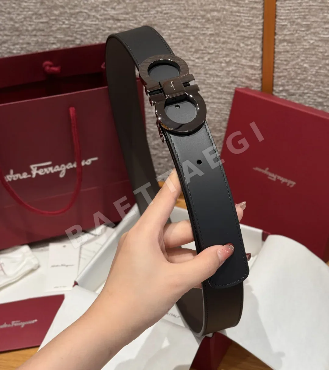 페레가모 간치니 버클 양면 가죽 벨트 상세 이미지 3