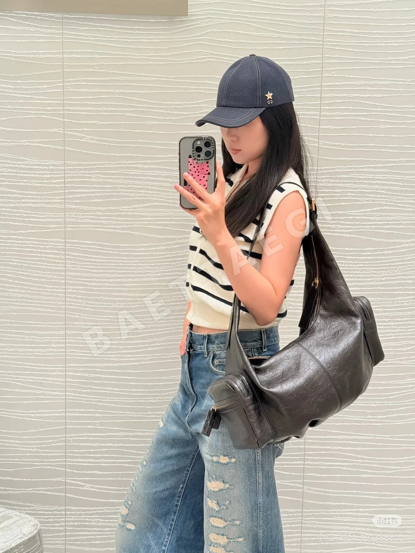 디올 다미지 가공 와이드 레그 데님 바지 상세 이미지 4