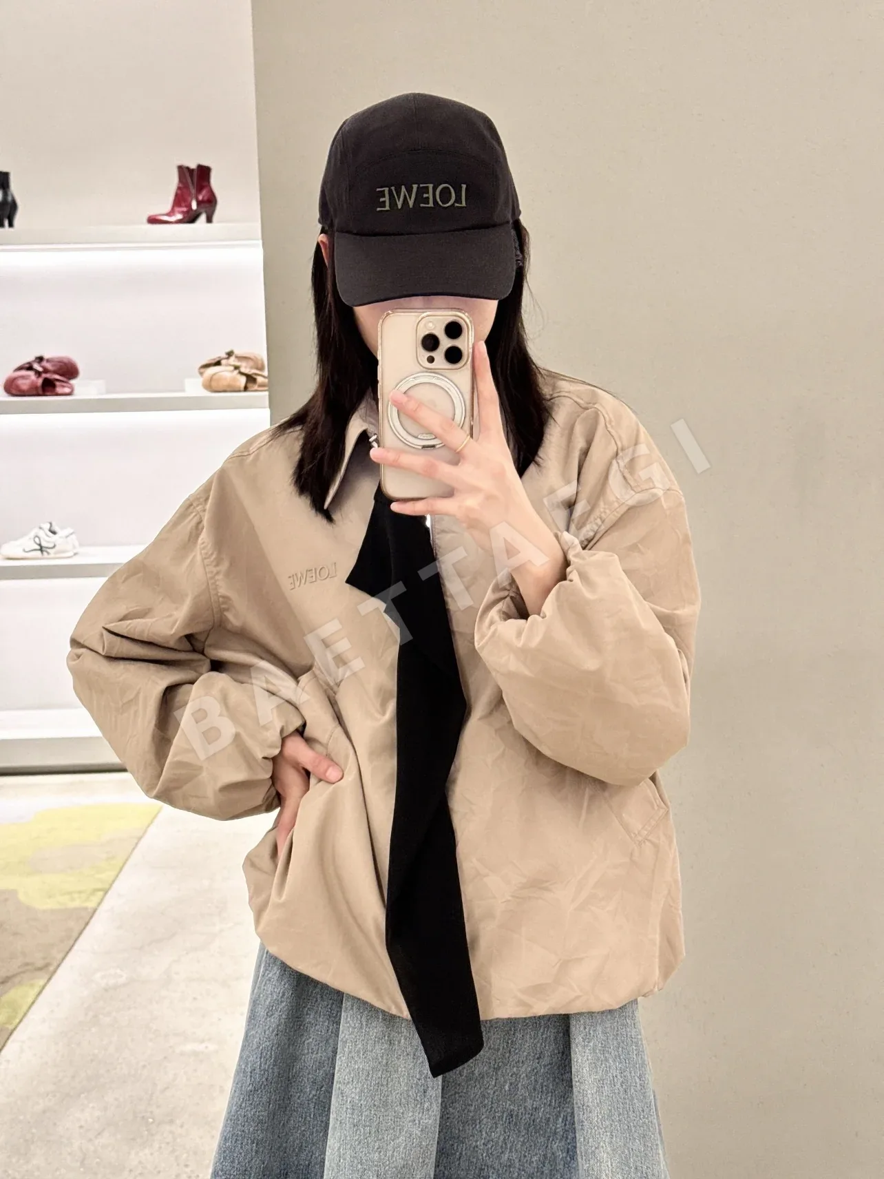 로에베 패치워크 카키 여성 자켓 96809