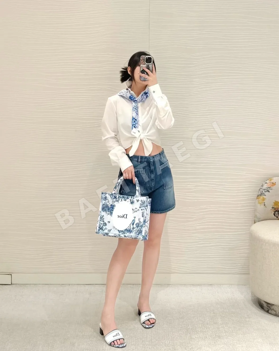 디올 워시 가공 반바지 여성용 상세 이미지 7
