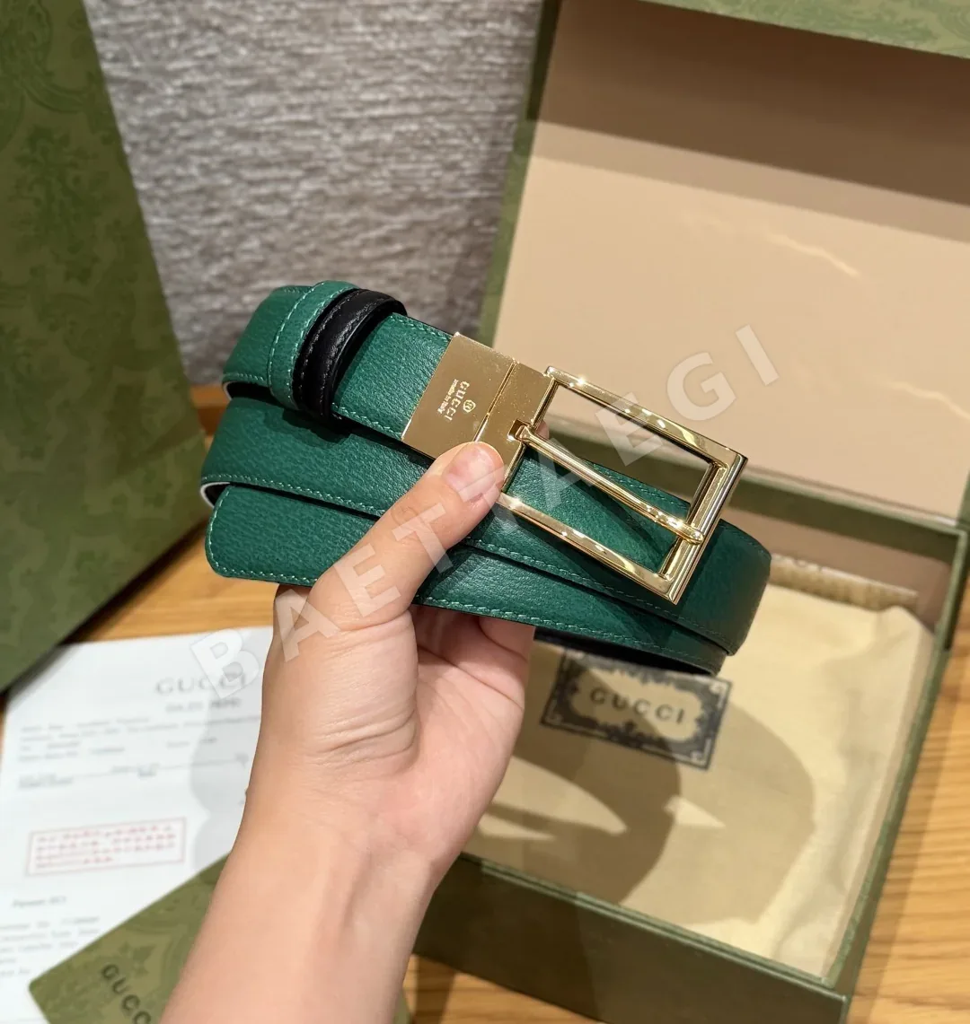구찌 G 로고 스퀘어 버클 가죽 벨트 상세 이미지 2