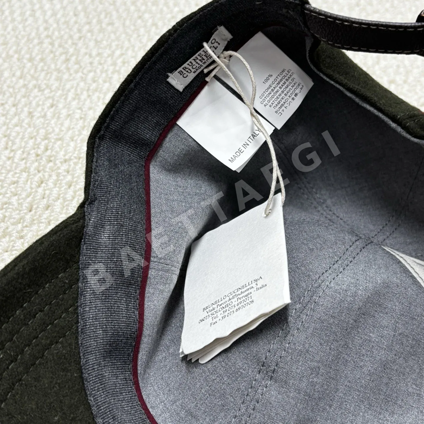 브루넬로쿠치넬리 본가죽 울 원단 베이스볼캡 상세 이미지 9