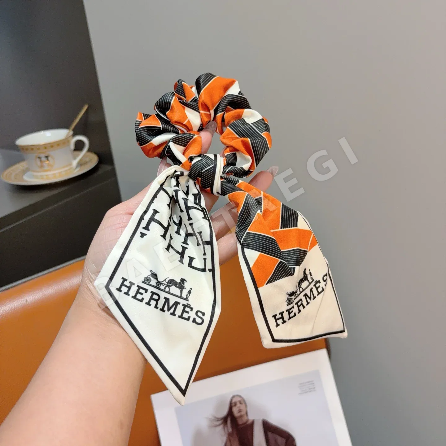 에르메스 리본 포니테일 헤어 타이 상세 이미지 4