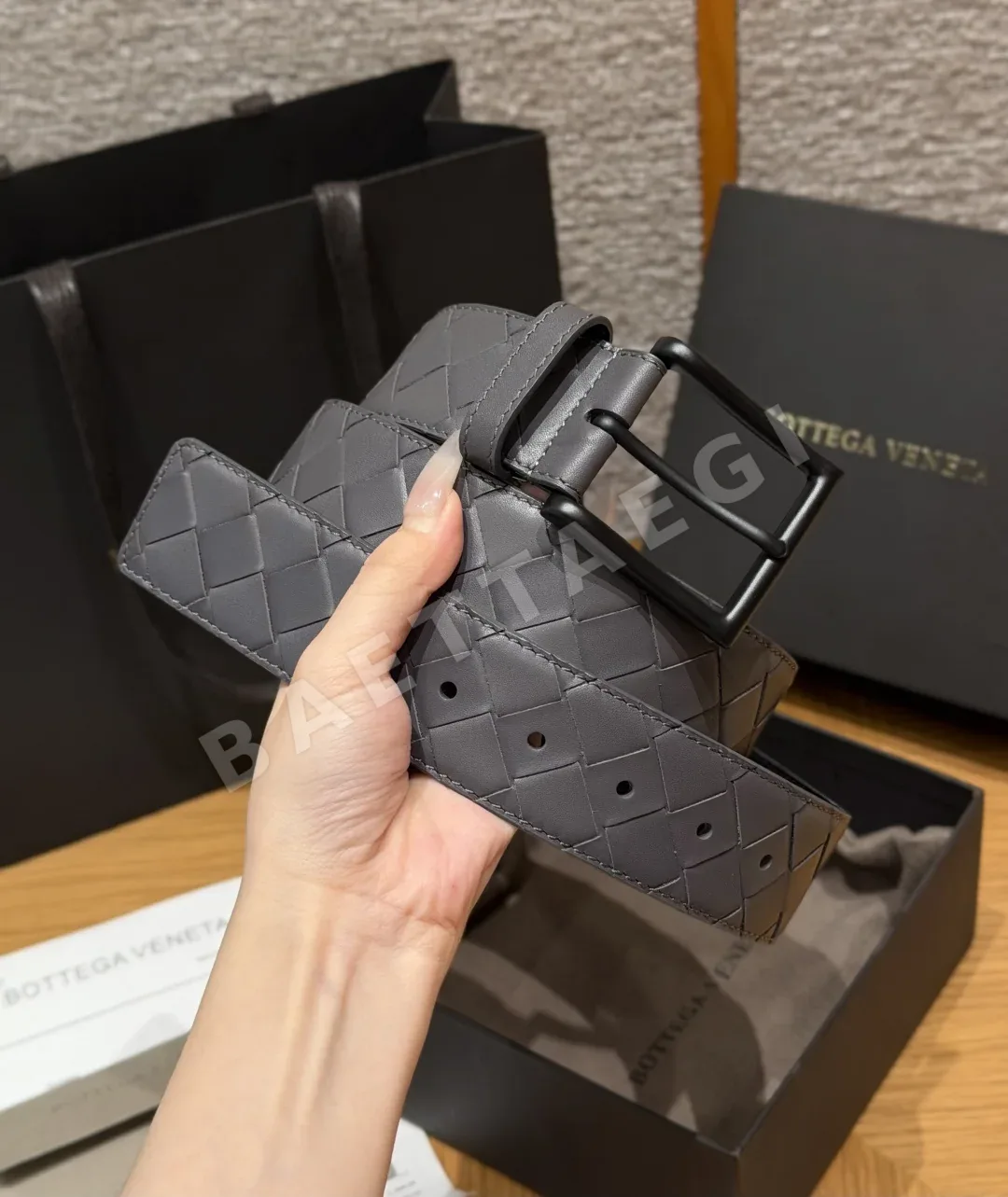 보테가베네타 인트레차토 소가죽 벨트 상세 이미지 2