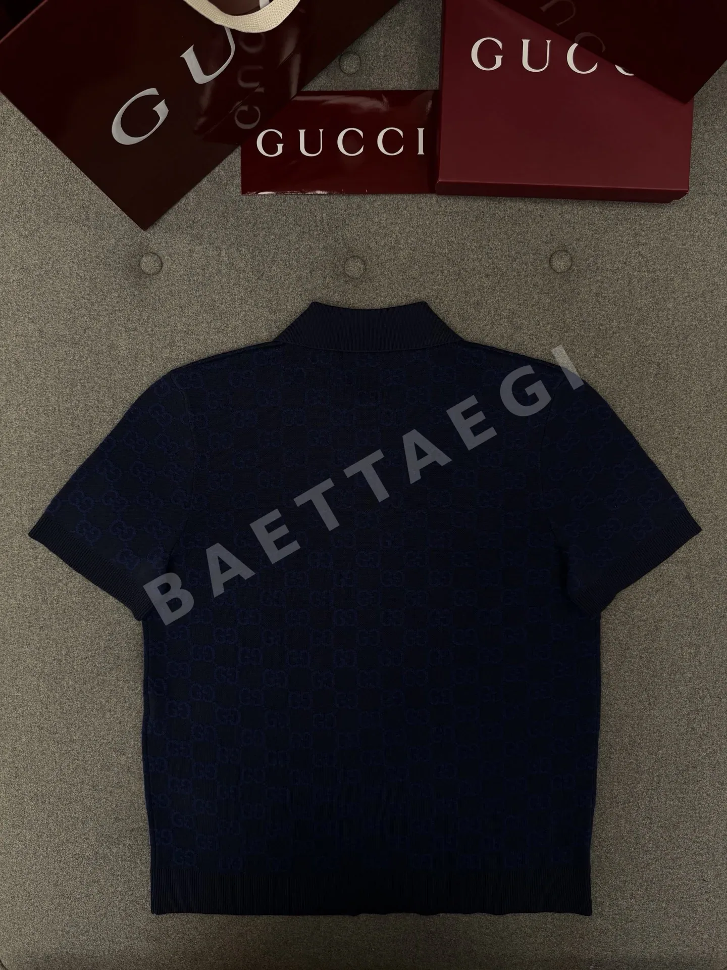 구찌 남성 코튼 실크 혼방 반팔 니트 셔츠 상세 이미지 7