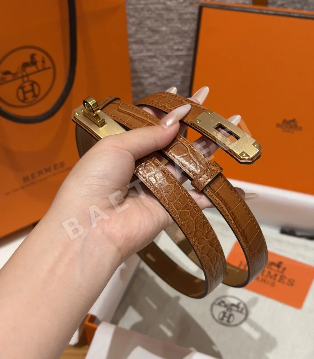 에르메스 켈리 버클 송아지가죽 벨트 상세 이미지 2
