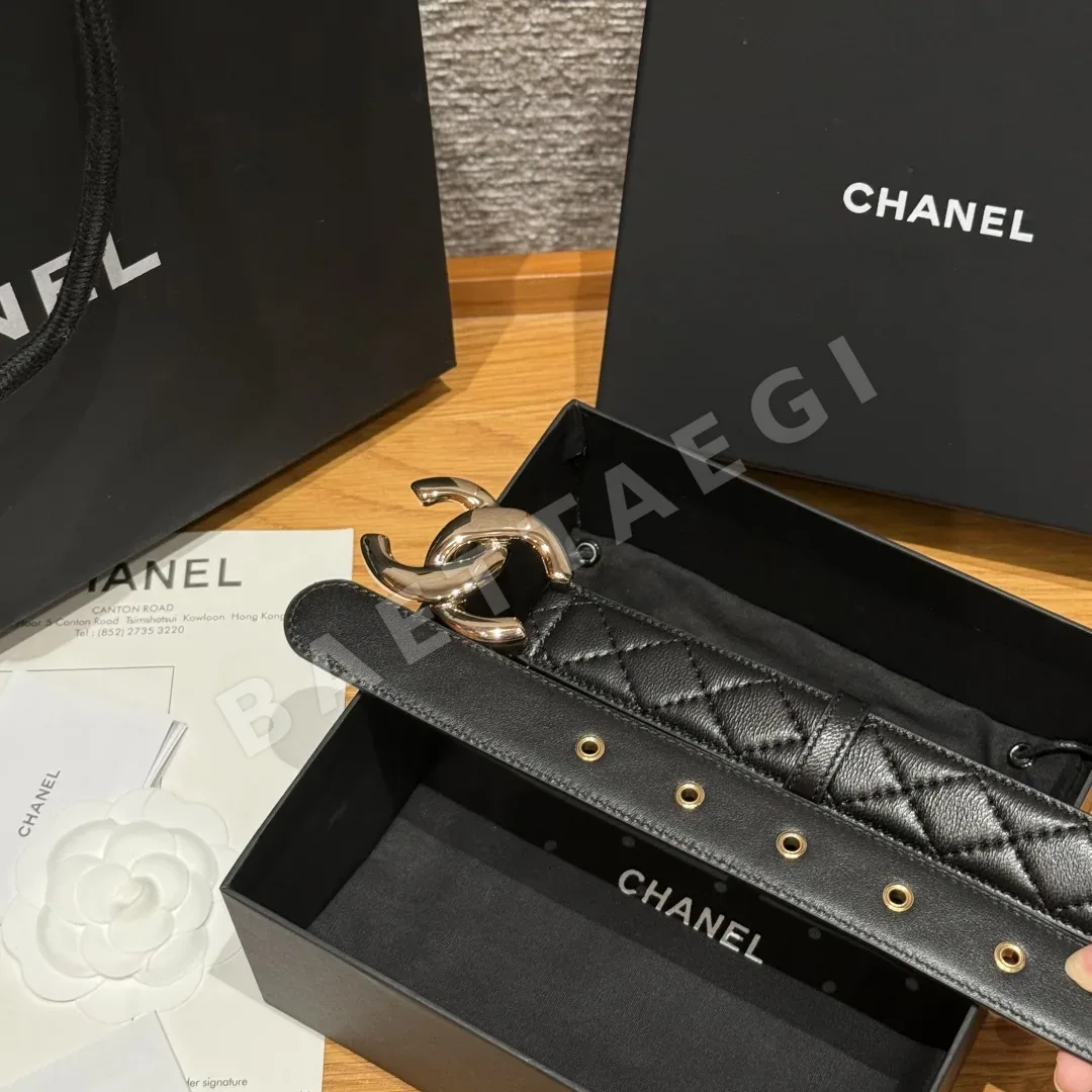 샤넬 램스킨 더블 C 메탈 로고 벨트 상세 이미지 5