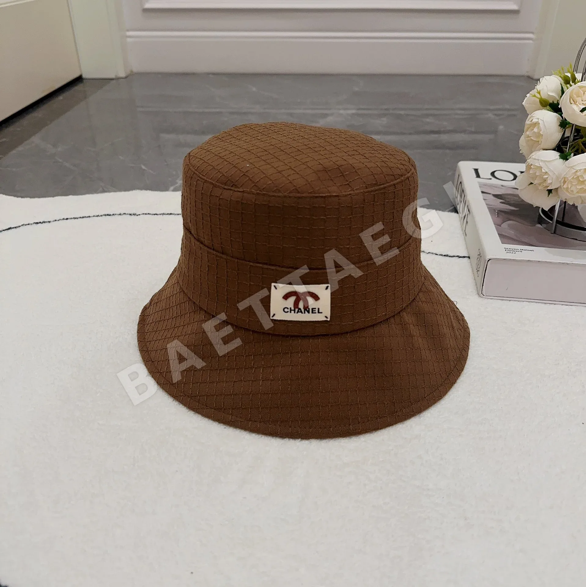 샤넬 바둑판무늬 코튼 버킷 햇 82251