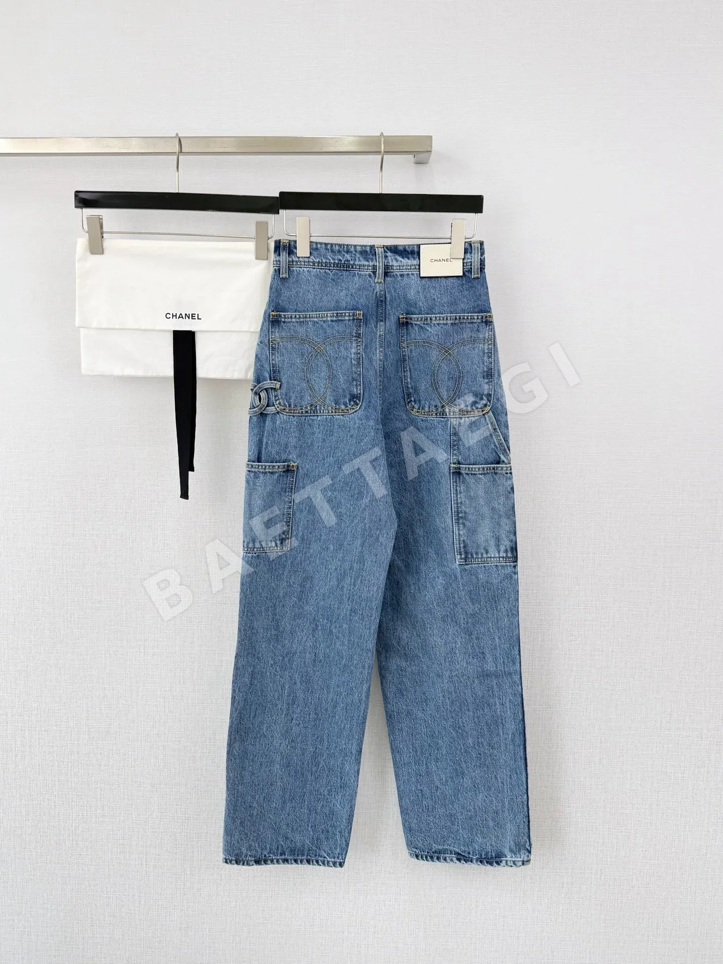샤넬 더블 C 스티치 멀티 포켓 카고 와이드 레그 바지 상세 이미지 2
