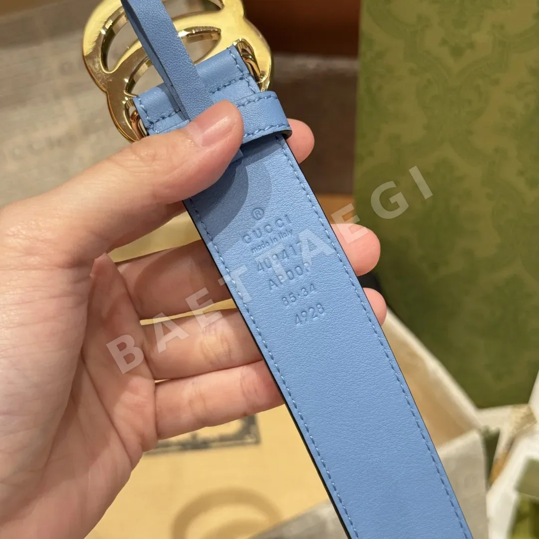 구찌 인터로킹 더블 G 은색 버클 가죽 벨트 상세 이미지 9