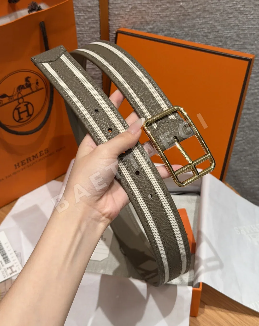 에르메스 H 브랜드 리버시블 가죽 벨트 상세 이미지 5