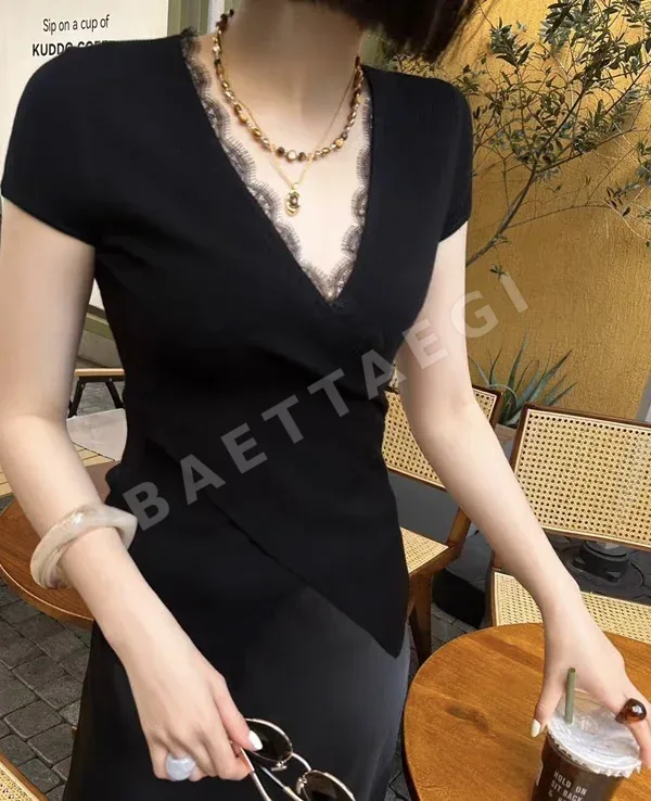 디올 크로스 레이스 트림 여성 원피스 93394