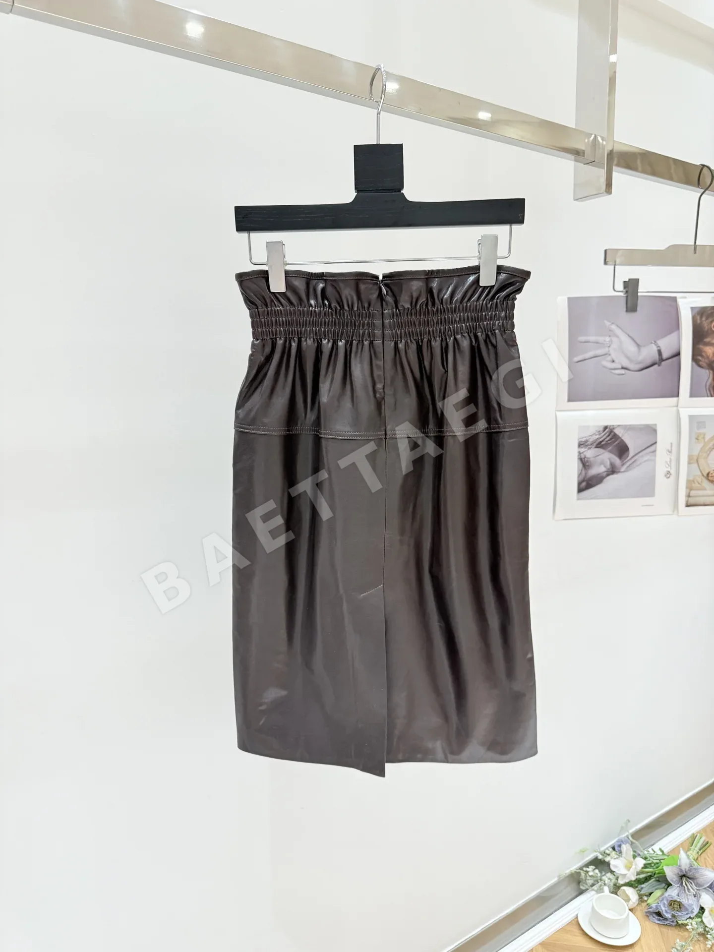 생로랑 레더 스커트 상세 이미지 7