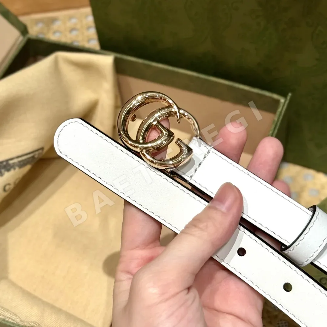 구찌 마몬트 골드 더블 G 벨트 흰색 가죽 2 cm 상세 이미지 6
