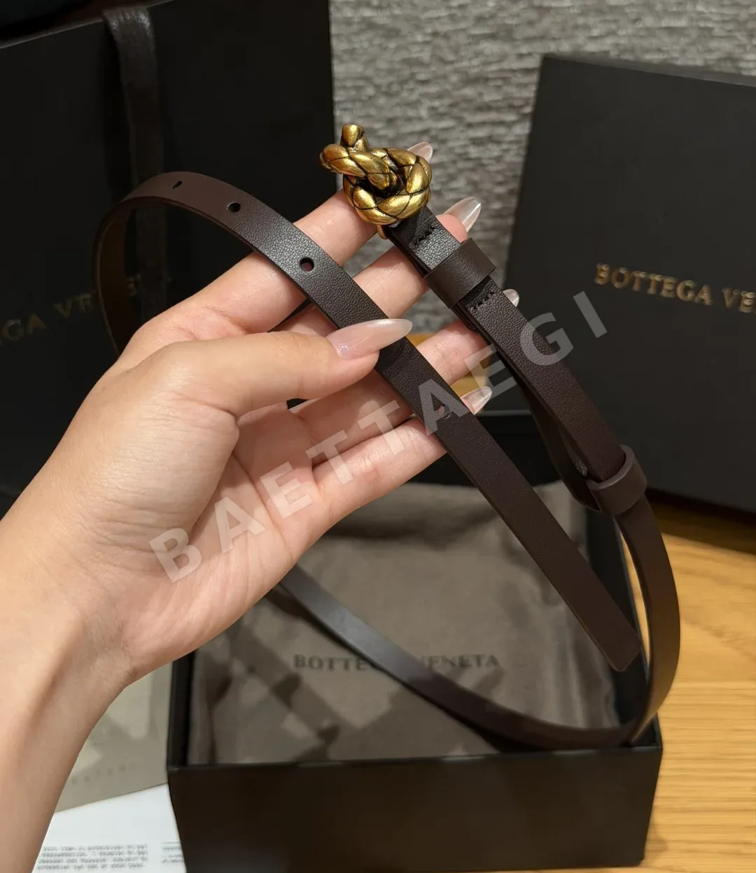 보테가베네타 소가죽 미니벨트 15mm 상세 이미지 4