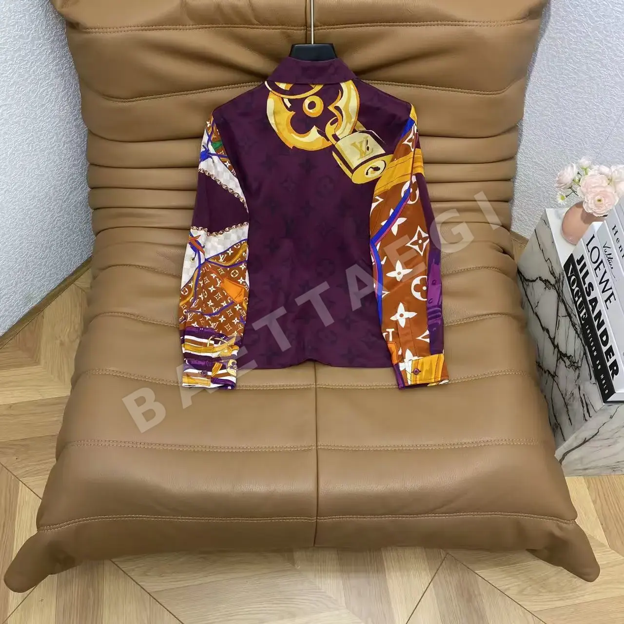 루이비통 빈티지 아트 프린트 실크 셔츠 상세 이미지 8