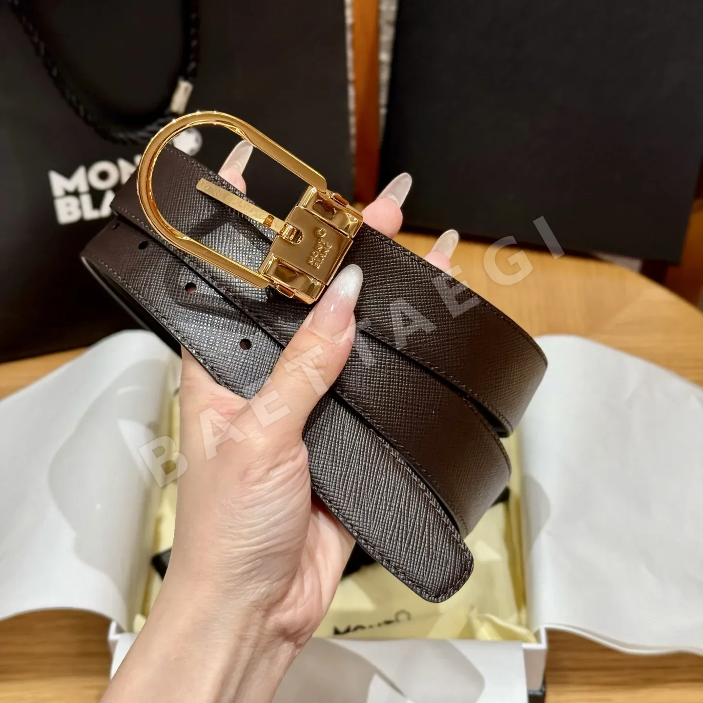 몽블랑 리버시블 가죽 벨트 3.5 cm 상세 이미지 2