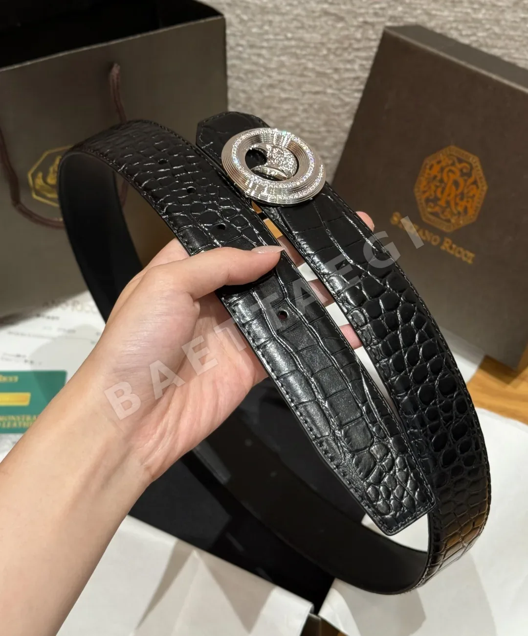 스테파노리치 다이아몬드 장식 가죽 벨트 상세 이미지 8