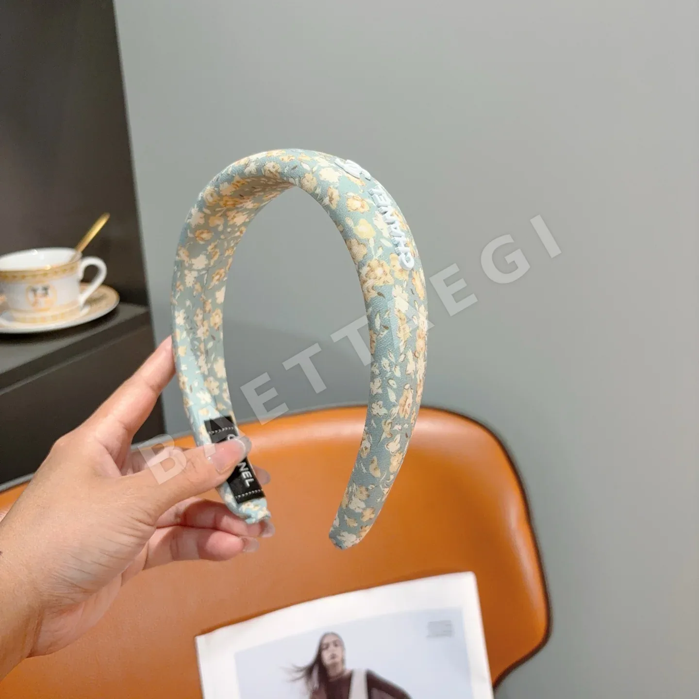 샤넬 꽃무늬 로고 헤어밴드 182660