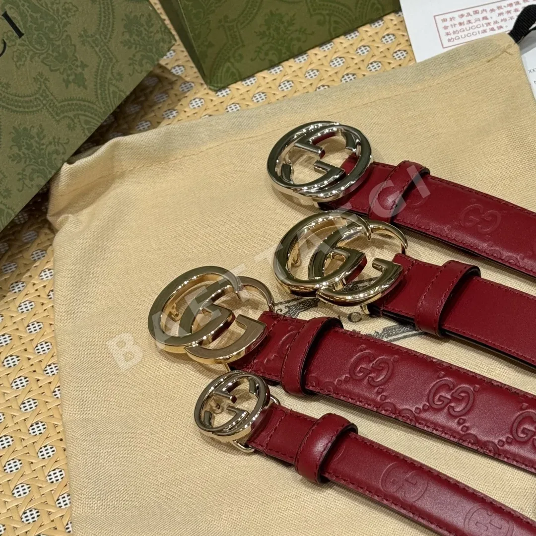 구찌 인터로킹 더블 G 버클 카우하이드 벨트 상세 이미지 5