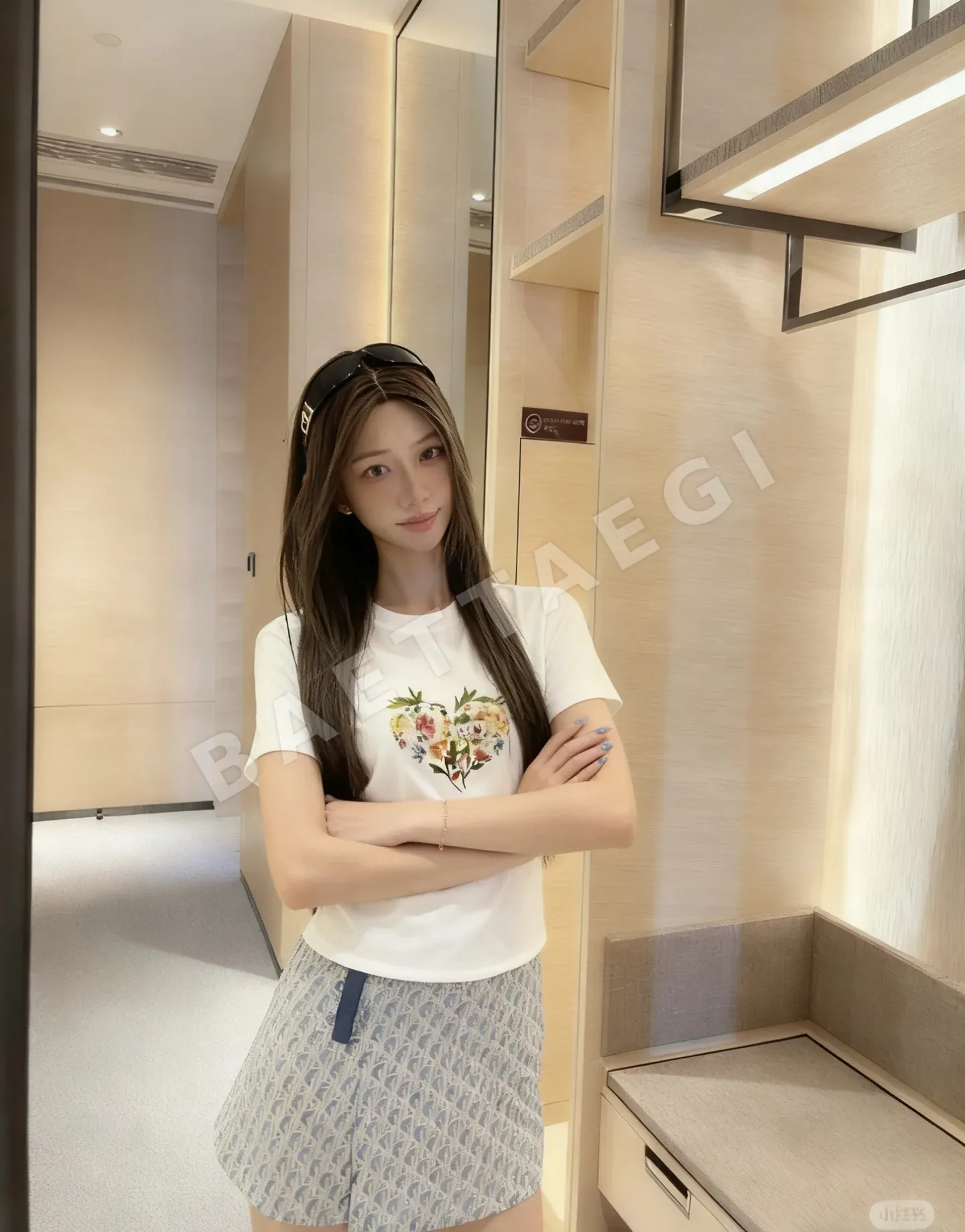 디올 여성 자수 프린트 반팔 티셔츠 상세 이미지 4