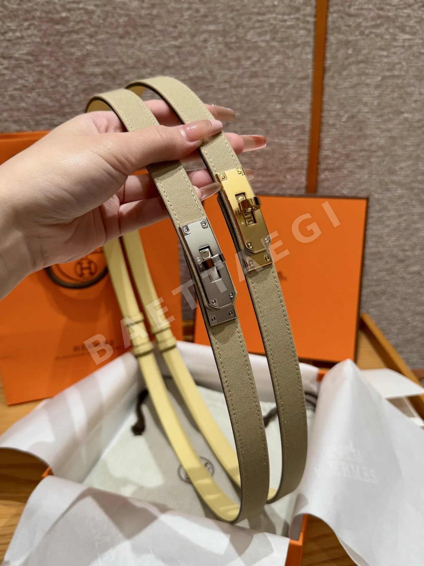 에르메스 H 캔버스 켈리 버클 벨트 상세 이미지 3
