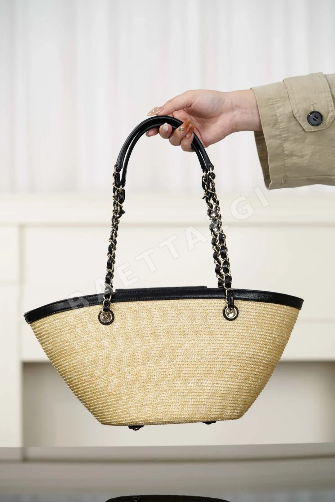 샤넬 팬더 린넨 라탄 바스켓 백 상세 이미지 2
