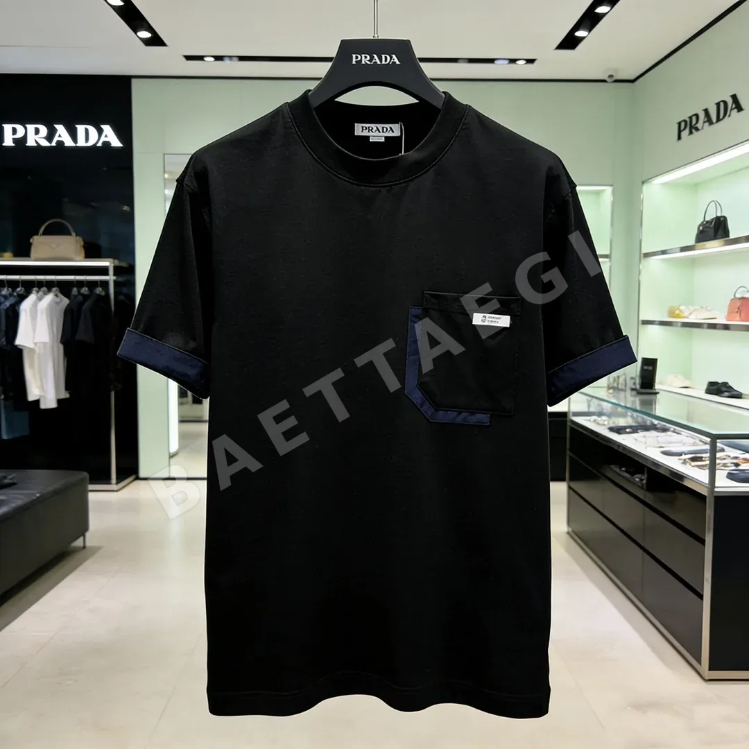 프라다 로고 오버핏 남녀공용 반팔 티셔츠 46896