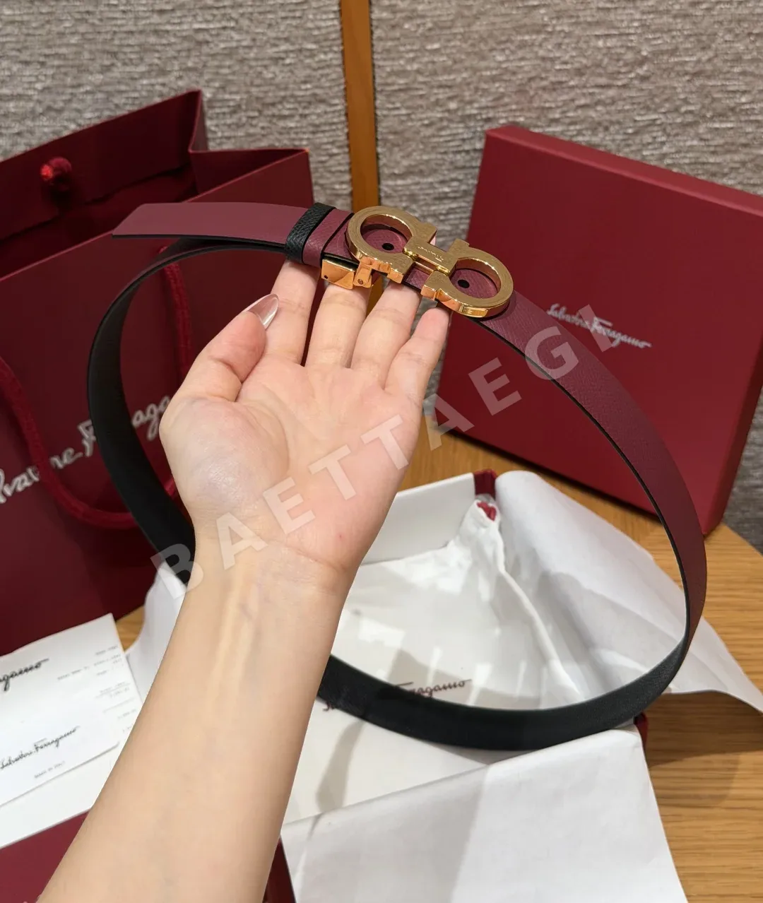 페레가모 간치니 슬림 가죽 벨트 상세 이미지 3