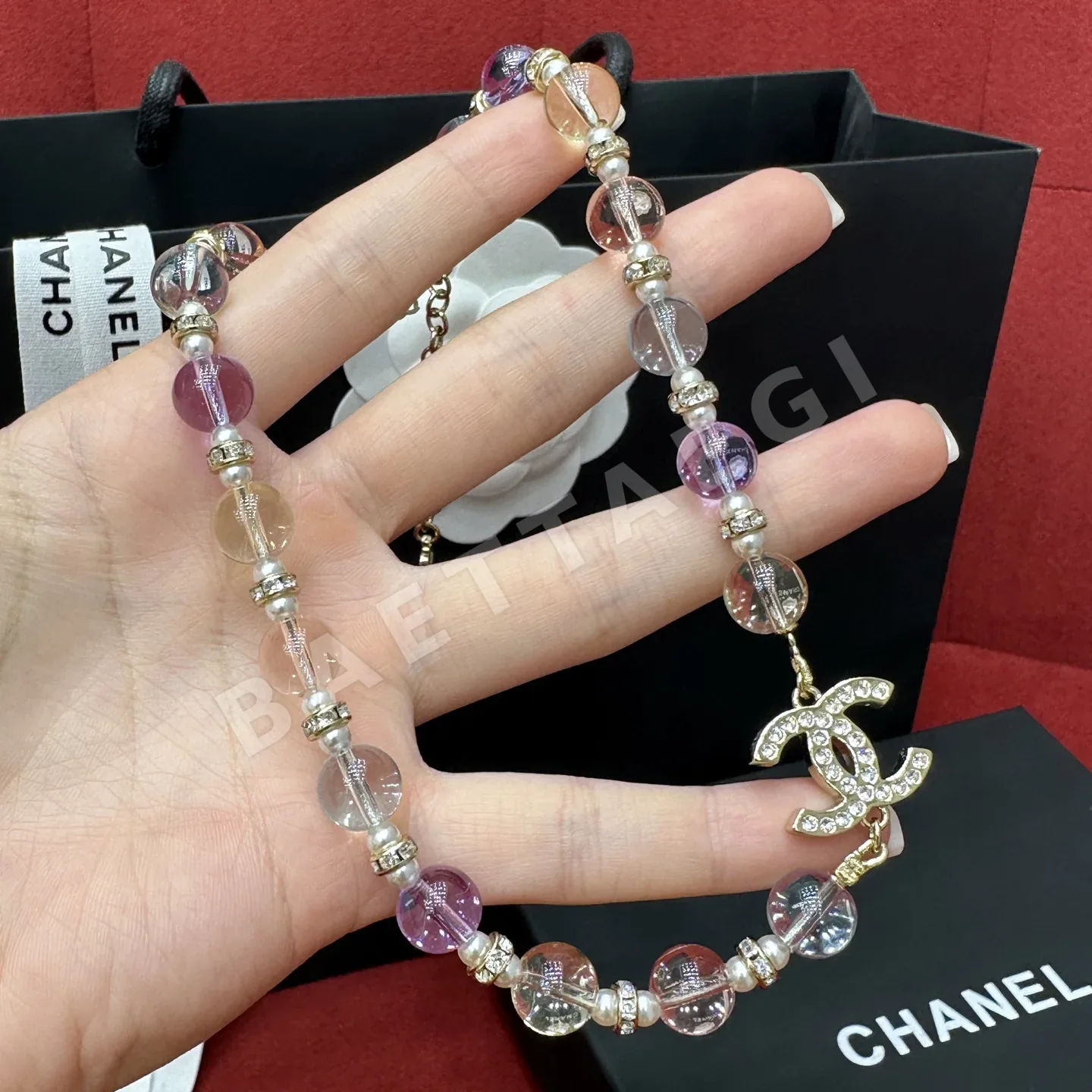샤넬 다이아몬드 더블 C 글라스 초커 목걸이 상세 이미지 2