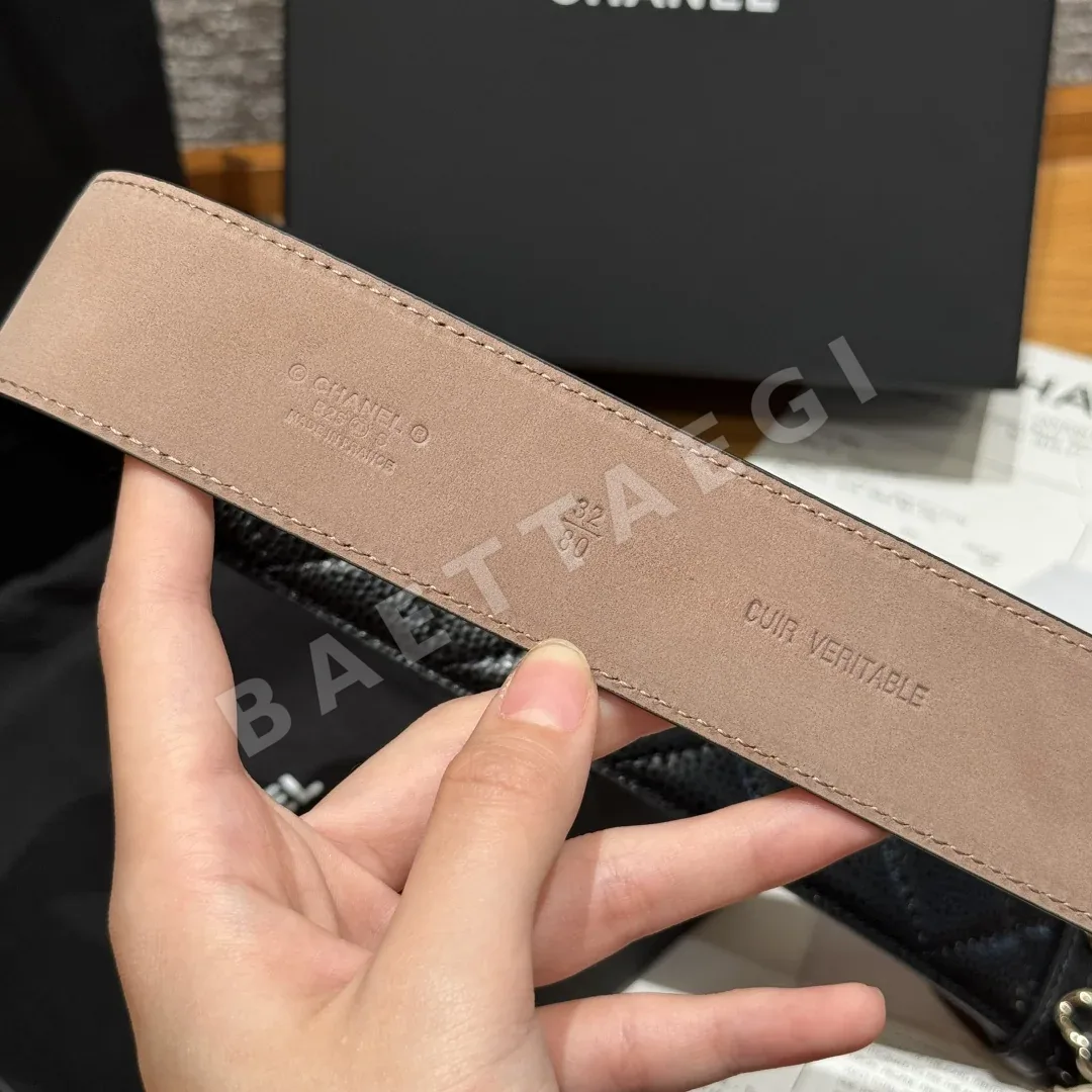샤넬 실버 더블 C 블랙 가죽 벨트 상세 이미지 9