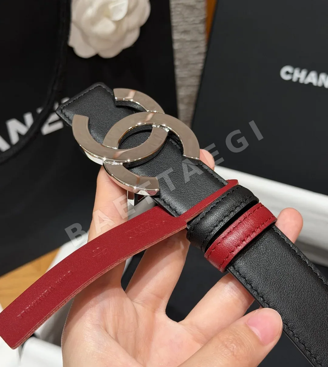 샤넬 더블 C 카프스킨 가죽 벨트 상세 이미지 5