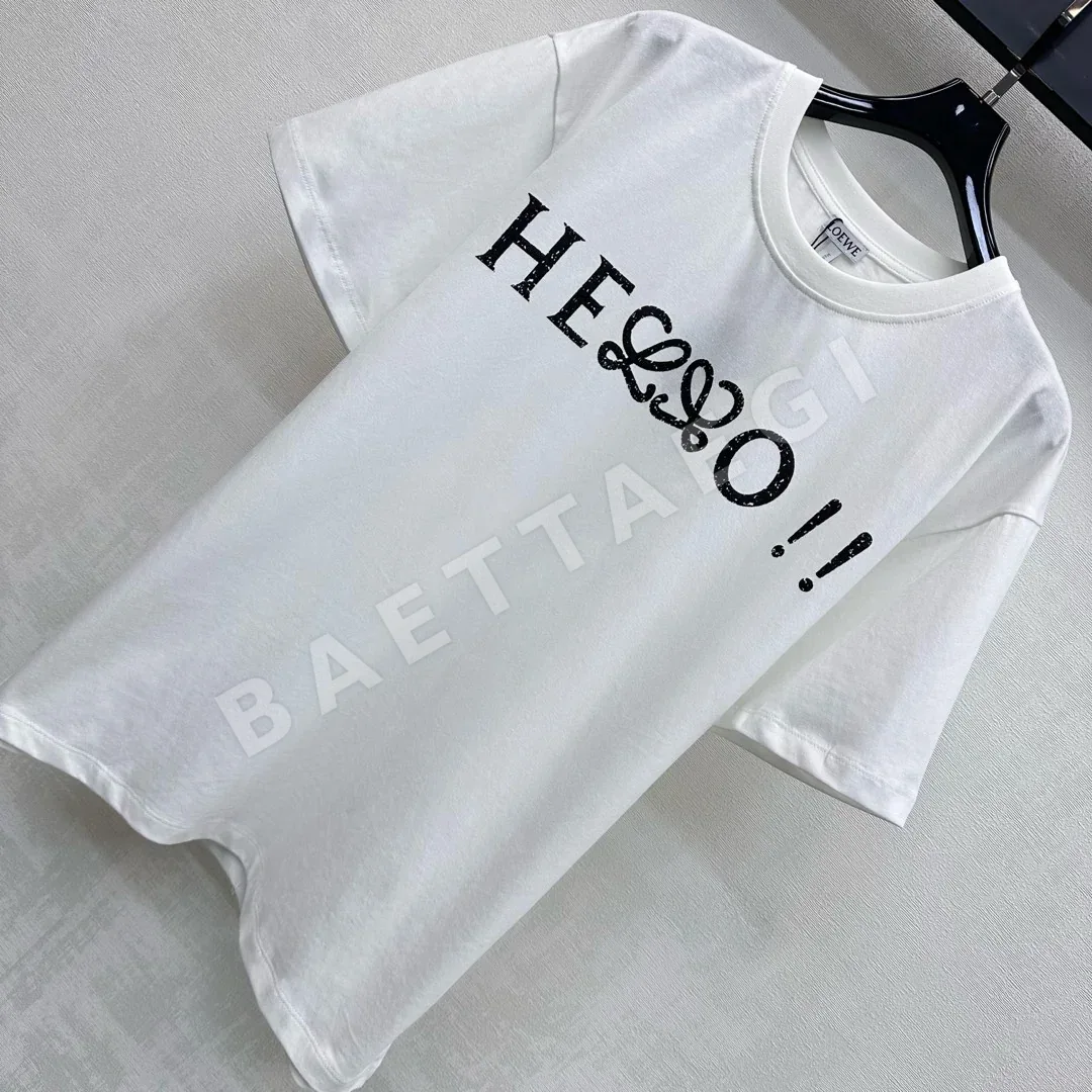 로에베 로고 자수 오버핏 크루넥 반팔 티셔츠 상세 이미지 2